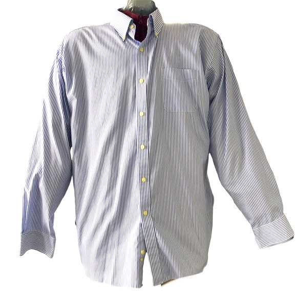 Merona men’s long sleeve blue white pin stripe dress shirt front pocket size XXL - Picture 1 of 6